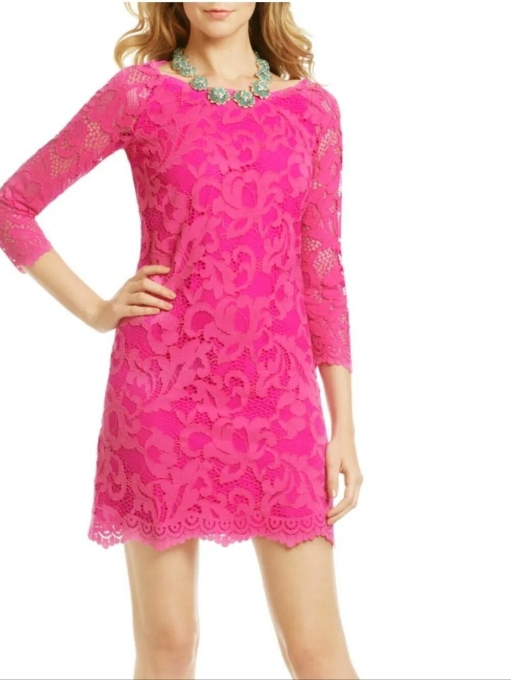 Lilly Pulitzer Aaliyah Lace Dress Magenta Wedding Floral Tie Back Pink Size 4
